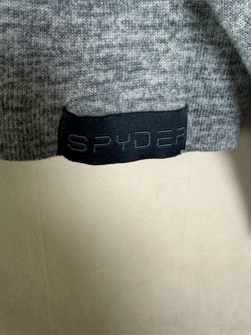 Women’s Spyder Heathered Blue Gray Oversized Sweatshirt Sz L Logo Pullover - Picture 3 of 7